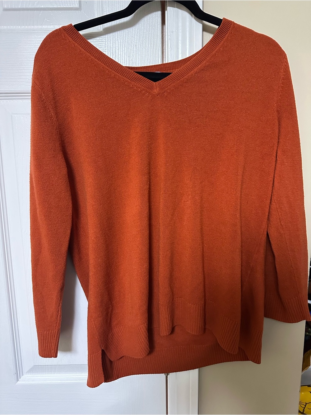 Karen Scott V-Neck Sweater in Rust Orange